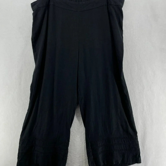 Isaac Mizrahi Linen Pants Women's 24W Black High Rise Straight Relaxed Fit Crop - Picture 1 of 12